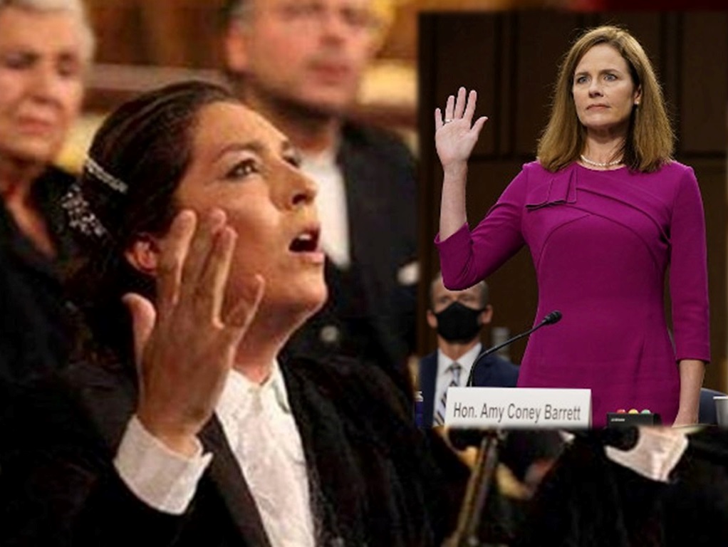 Creen en el poder de la oración. Estrella Morente y Amy Coney Barrett.